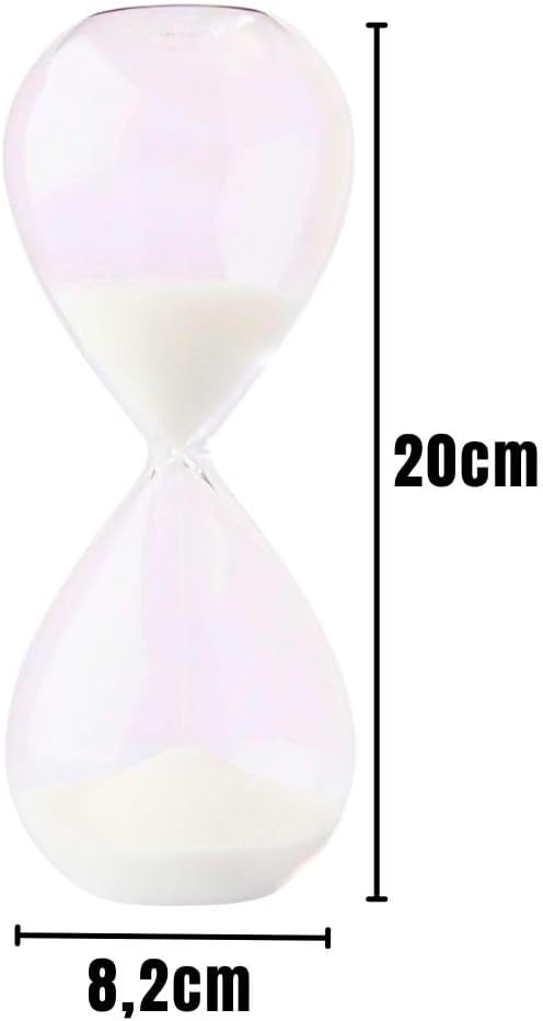 Ampulheta de Vidro Decorativa Temporizador de Areia 30 Minutos Decoração Casa (Branca)