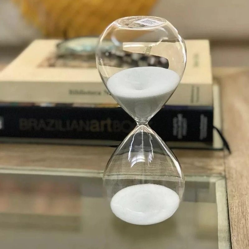 Ampulheta de Vidro Decorativa Temporizador de Areia 30 Minutos Decoração Casa (Branca)