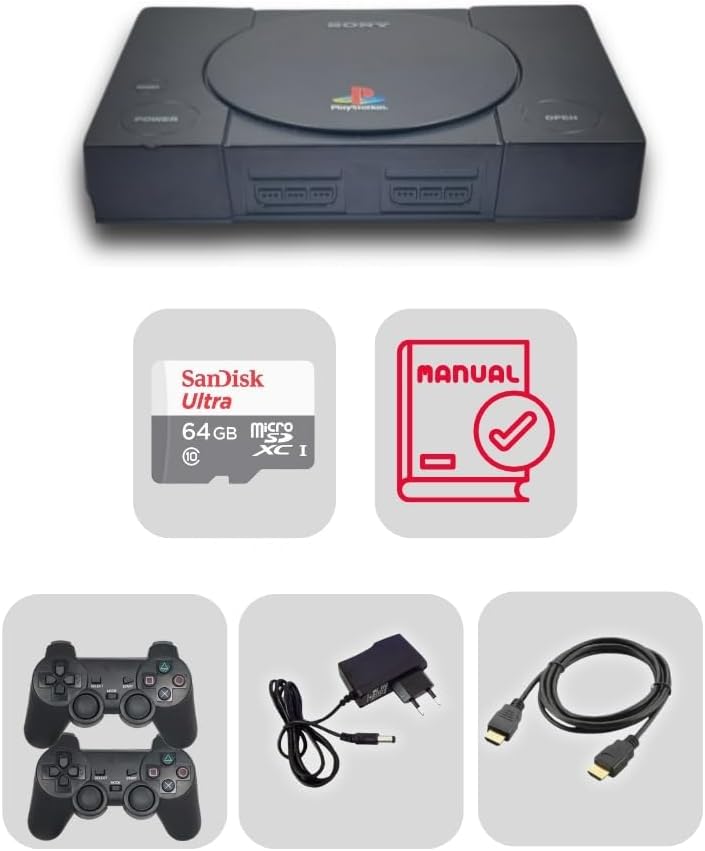 Console Retrô PSX com 40 mil jogos + 2 Controles diversos Games e Jogos+ 700 Jogos PS1 - Black