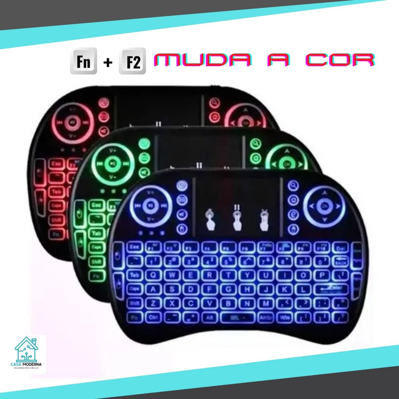 Mini Teclado Wireless Keyboard com Touchpad Com Led Usb Android Console e Tv