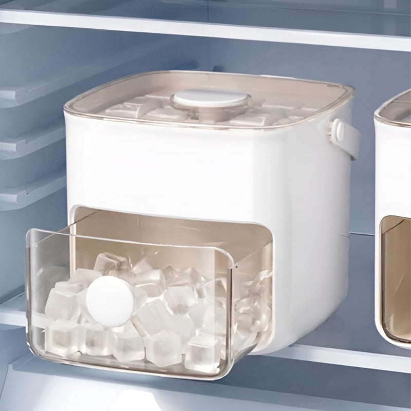 Forma de Gelo 2 em 1 com Dispenser, 48 Cubos, 16x15x14,5cm, Branco, com Pegador