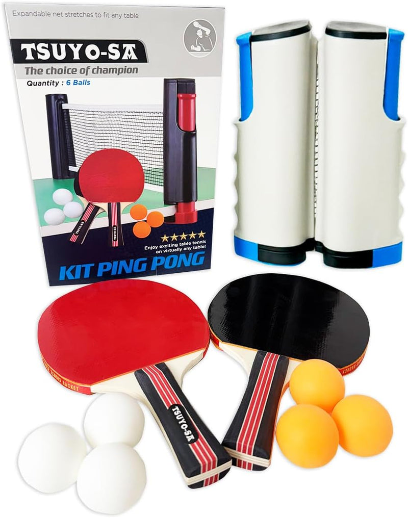 Kit Ping Pong Profissional 6 Bolas 2 Raquetes Rede Retrátil