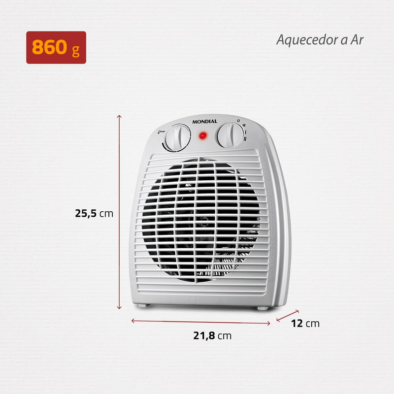 Aquecedor de Ar Mondial, 110V, Cinza, 1500W - A-08