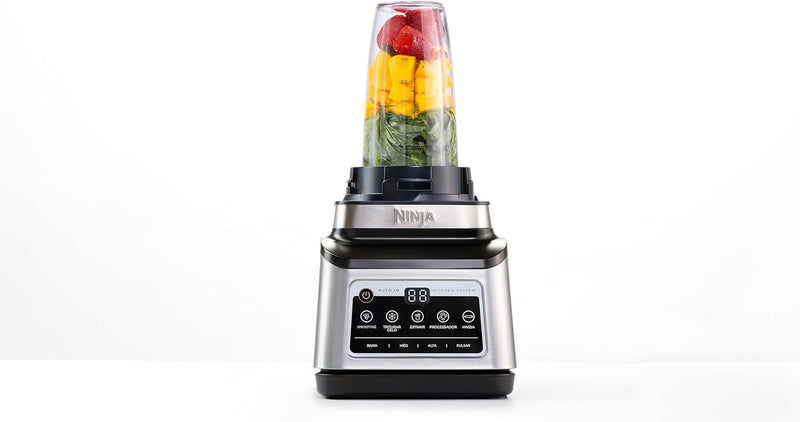 NINJA LIQUIDIFICADOR 1200 W, 5 Funções para Smoothies, Picar, Massa e Mais com Auto IQ, Jarra 2,2L, Jarra de Processador de 2L e 1 Copo para Levar, Preto