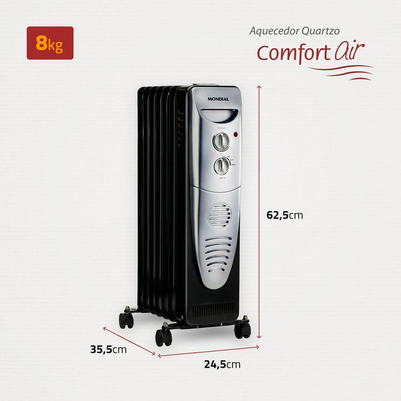 Aquecedor a Óleo, Mondial, Preto/Prata, 1500W, 110V - A-06