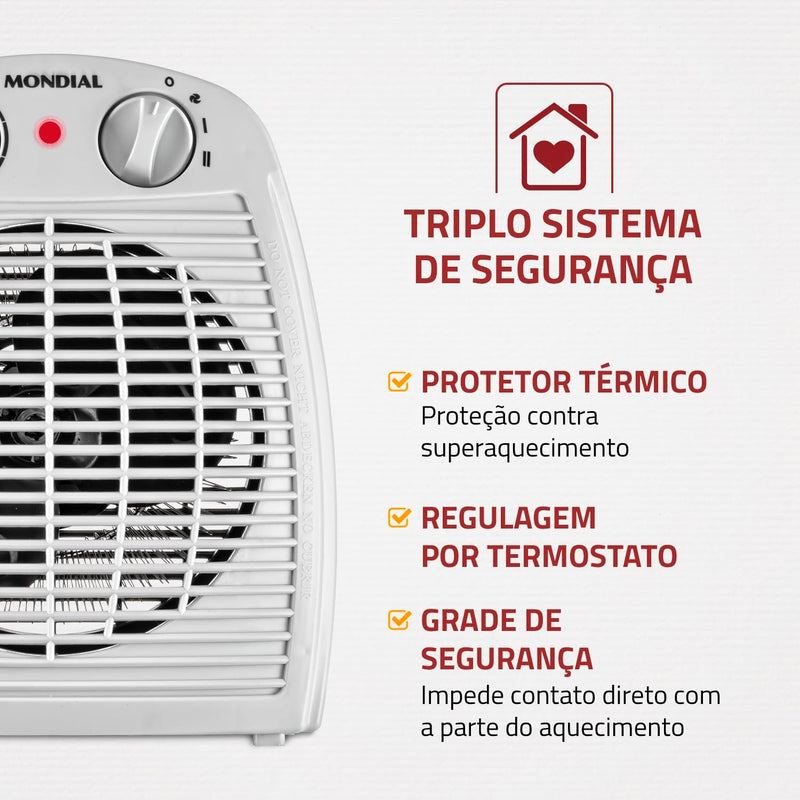 Aquecedor de Ar Mondial, 110V, Cinza, 1500W - A-08