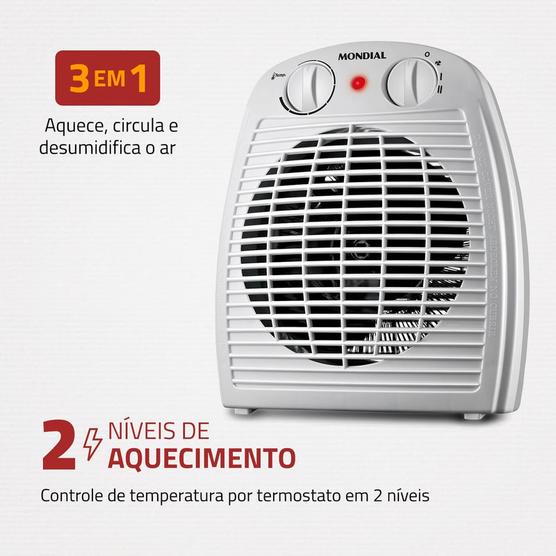 Aquecedor de Ar Mondial, 110V, Cinza, 1500W - A-08
