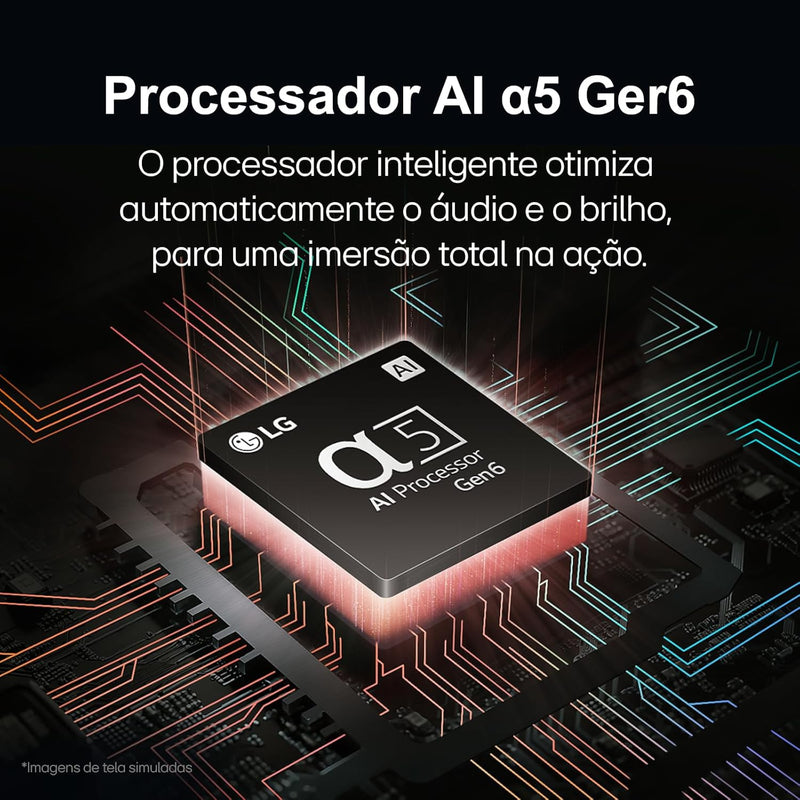 Smart TV 32" LG HD 32LR600B Processador α5 Ger6 AI Alexa integrado LG Channels webOS 23 compatível com Controle Smart Magic