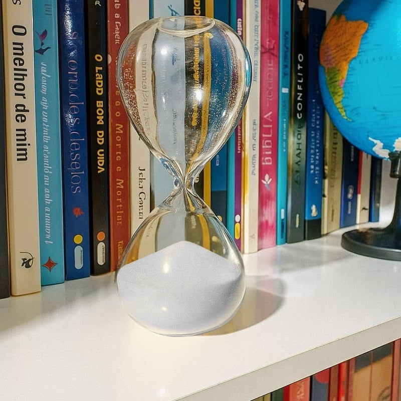 Ampulheta de Vidro Decorativa Temporizador de Areia 30 Minutos Decoração Casa (Branca)