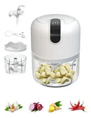 Mini Processador Elétrico Branco Moedor Automático de Cebola Alho S/Fio USB 250ml