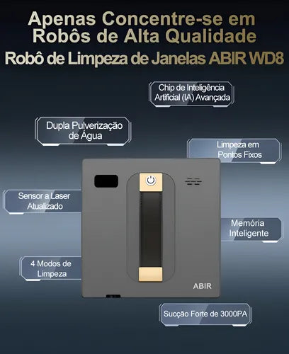 Robô Limpa Vidros Lavador Janelas Auto Abir Wd8 Controle App