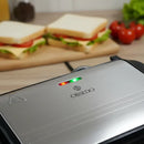 Sanduicheira E Grill Elétrica Press Chapa Dupla Com Coletor De Gordura Antiaderente Inox 1000w Portátil Fácil Limpar