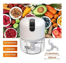Mini Processador Elétrico Branco Moedor Automático de Cebola Alho S/Fio USB 250ml