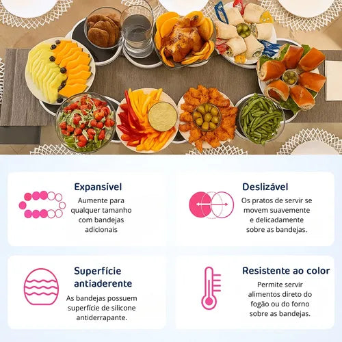 Mesa De Jantar Bandeja Giratória De Mesa Portátil Alimentos