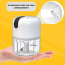 Mini Processador Elétrico Branco Moedor Automático de Cebola Alho S/Fio USB 250ml