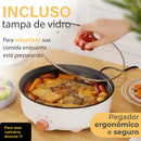 Panela Elétrica Portátil Grill Antiaderente Grande 26cm 600w