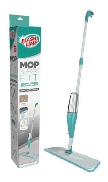Mop Spray Fit Vassoura Rodo Magico Flash Limp Limpeza Cor Cinza/Verde