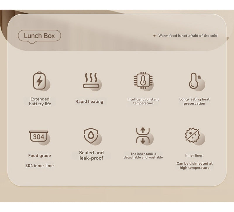 Lancheira Elétrica Recarregável, Aquecimento Portátil Sem Água