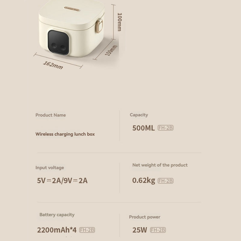 Lancheira Elétrica Recarregável, Aquecimento Portátil Sem Água