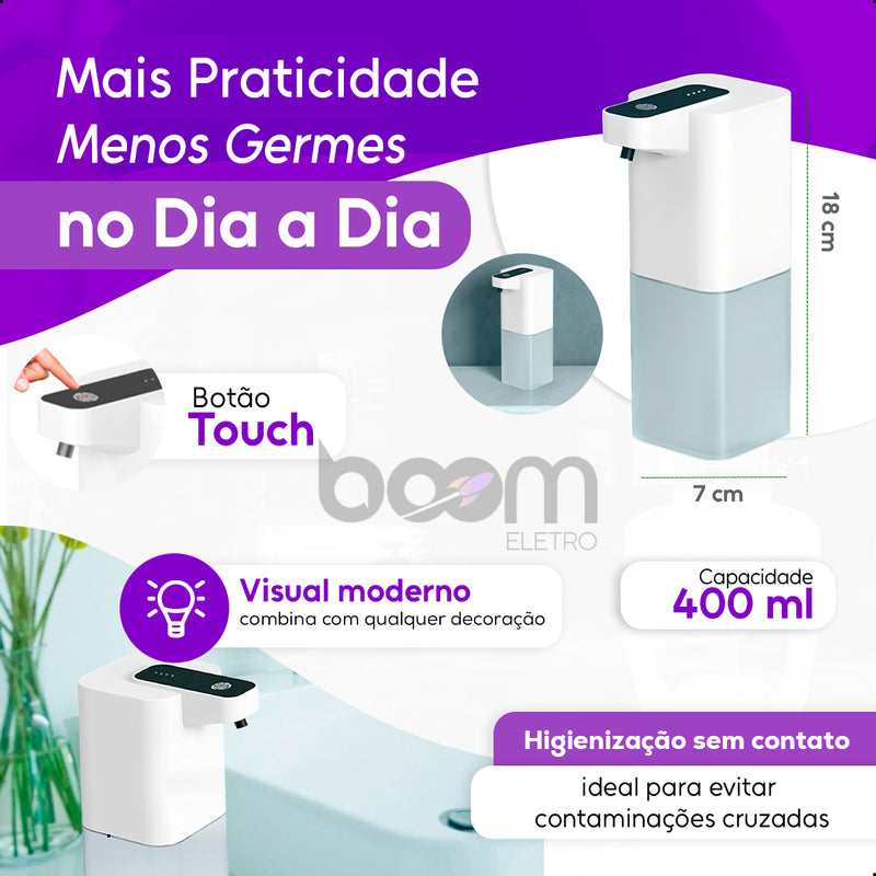 Saboneteira Dispenser Espuma Automática Sensor Boom Eletro - Touch - Seleção De 4 Níveis Através Do Touch