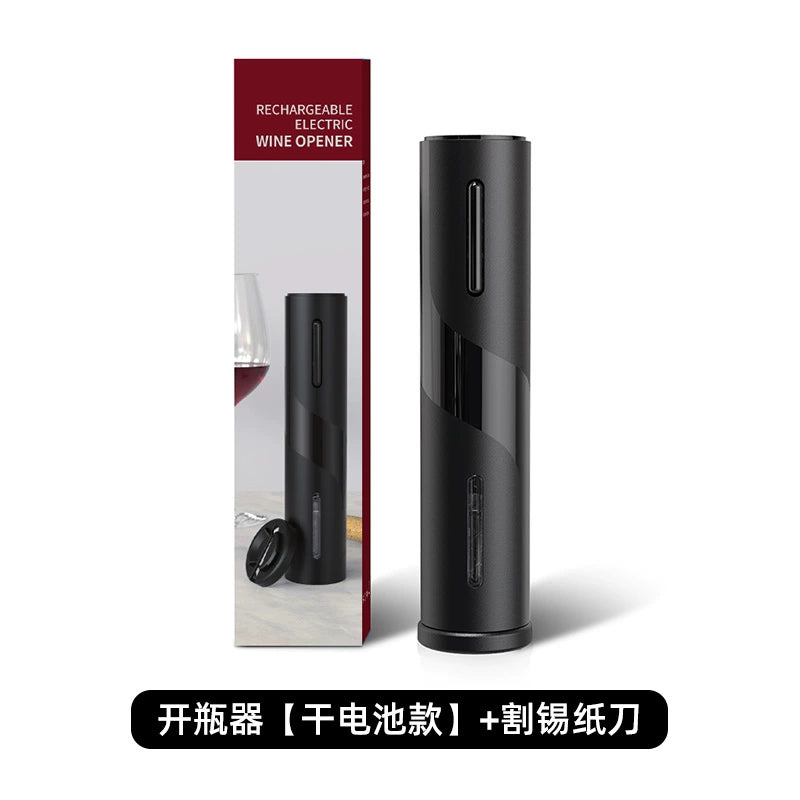 Abridor Elétrico de Garrafa de Vinho com Tampa e Saca-Rolhas Automático – Kit Prático para Casa