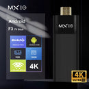 Ultra HD 4K Android TV Stick MX10-F3 Mini TV Stick Doméstico H313 Quad Core Suporte Wi-Fi Dual 2.4/5G 2GB RAM 16GB ROM