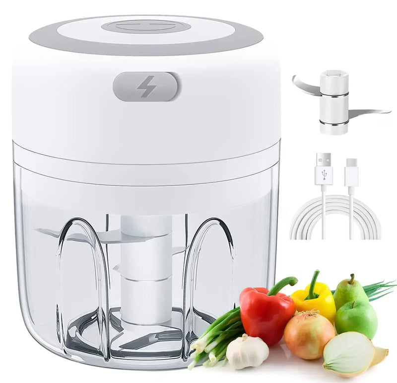 Triturador Elétrico 351ML USB Recarregável, Triturador de Alimentos, Legumes, Carnes, em Aço Inox, Mini Triturador de Pimenta e Alho, Utensílio de Cozinha