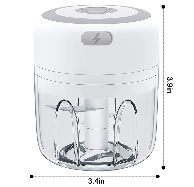 Triturador Elétrico 351ML USB Recarregável, Triturador de Alimentos, Legumes, Carnes, em Aço Inox, Mini Triturador de Pimenta e Alho, Utensílio de Cozinha
