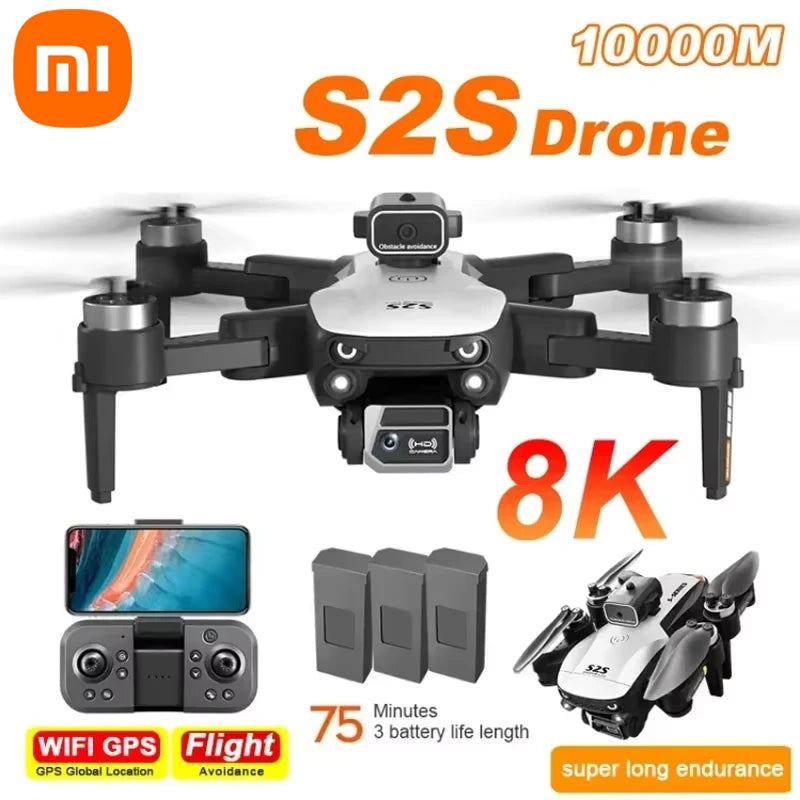 Xiaomi S2S Drone 8K 5G GPS Fotografia Aérea HD com Duas Câmeras, Evitação de Obstáculos Omnidirecional, Motores Brushless, Quadcopter – Brinquedo