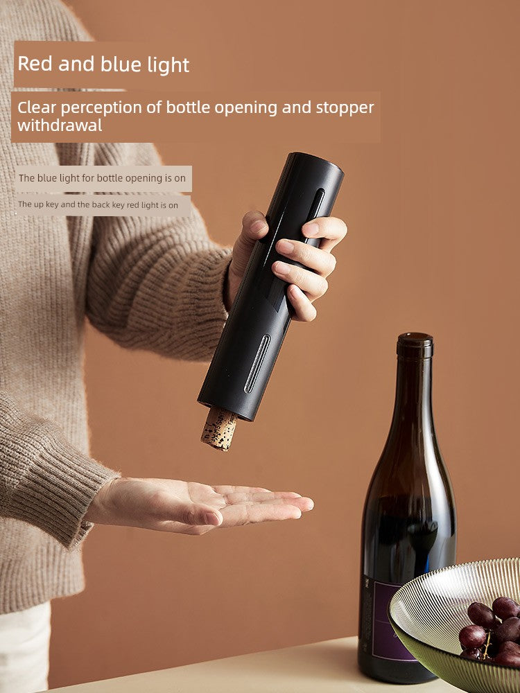 Abridor Elétrico de Garrafa de Vinho com Tampa e Saca-Rolhas Automático – Kit Prático para Casa