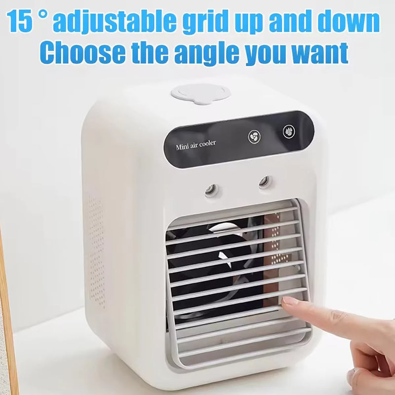 Ventilador portátil com spray umidificador, resfriador de ar mini USB para mesa, ideal para casa ou escritório
Mini ventilador com névoa para resfriar e umidificar, fácil de carregar, perfeito para o verão
