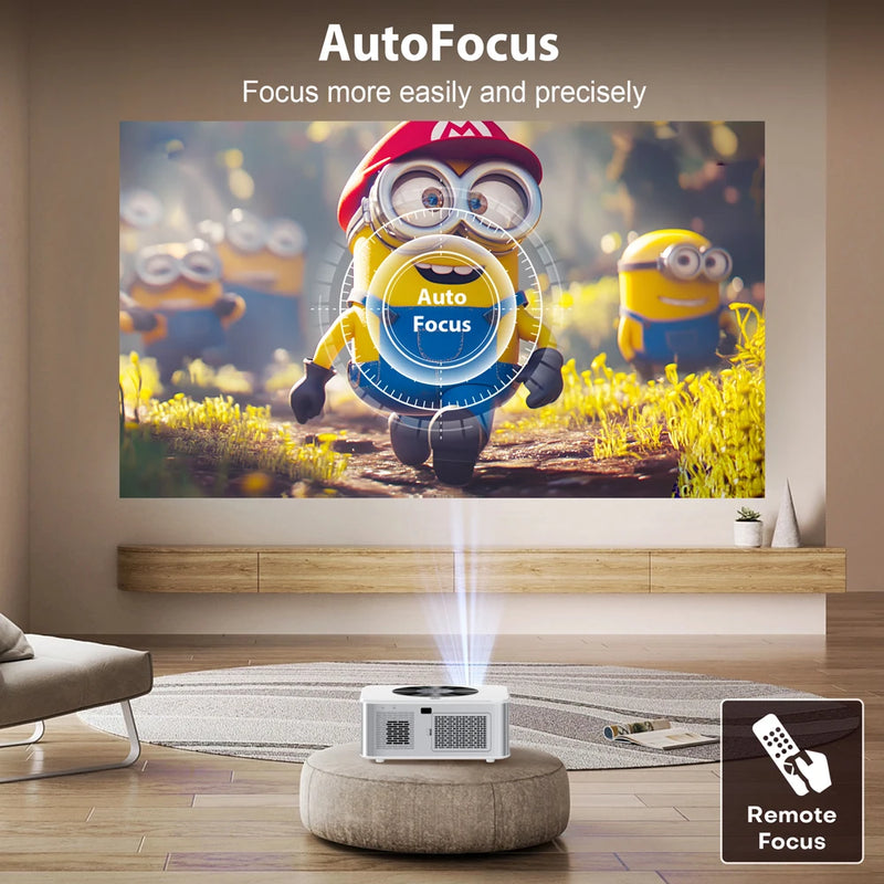 Projetor Inteligente XIWBSY 2025 30000 Lúmens 4K Auto Foco, Projetor LED com Wifi 6, Vídeo Home Theater, Bluetooth, Beamer Portátil, Projetor