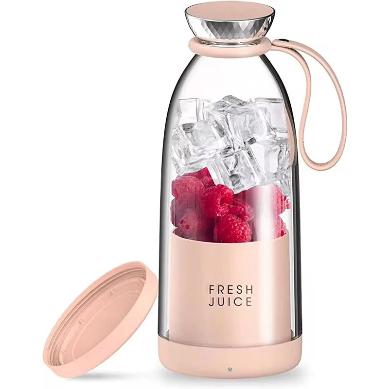 Liquidificador Portátil 500ml 2400mAh Sem Fio para Frutas – USB Juicer para Sucos Naturais – Copo Misturador com 6 Lâminas para Alimentos, Milkshake e Gelo