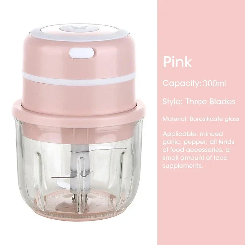 Triturador Elétrico 351ML USB Recarregável, Triturador de Alimentos, Legumes, Carnes, em Aço Inox, Mini Triturador de Pimenta e Alho, Utensílio de Cozinha