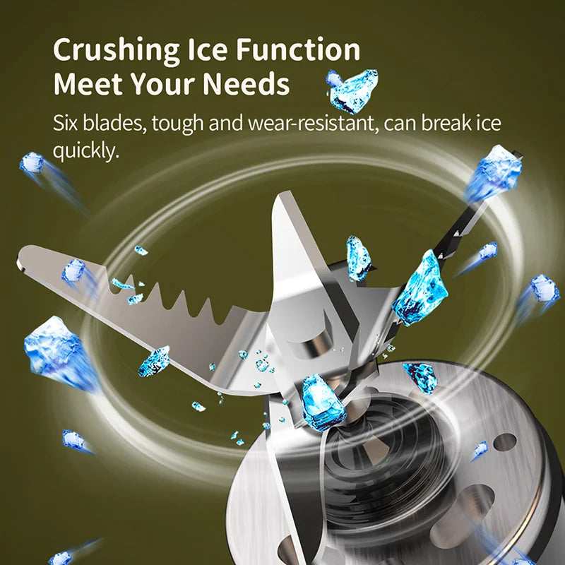 Liquidificador Portátil 500ml 2400mAh Sem Fio para Frutas – USB Juicer para Sucos Naturais – Copo Misturador com 6 Lâminas para Alimentos, Milkshake e Gelo