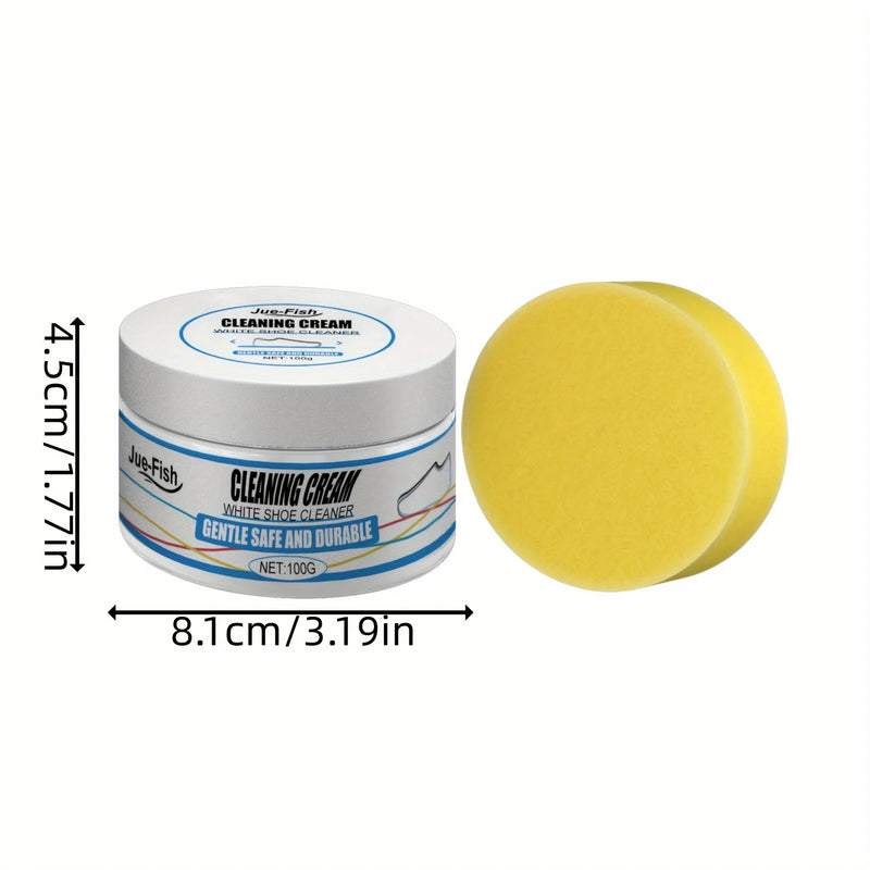 Easy No-Rinse Instant White Shoe Cleaner Cream - Safe for Sneakers, Canvas, Faux Leather Stain Remover & Whitening