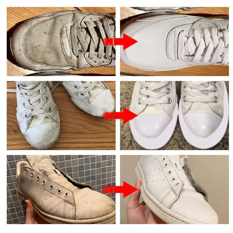“Creme de Limpeza para Sapatos Brancos com Esponja – Removedor de Manchas, Creme Clareador para Sapatos, Limpeza Multiuso para Sapatos e Tênis.”