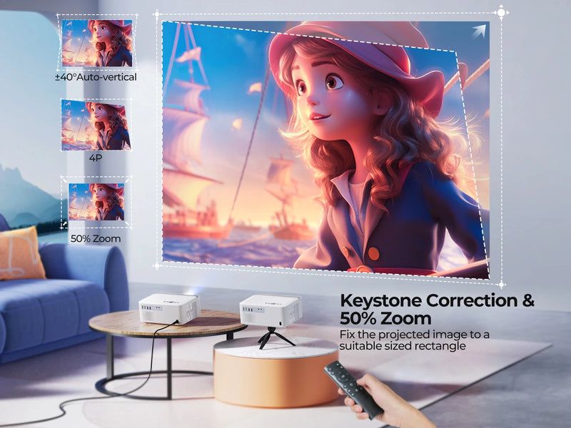 Projetor TOPTRO 1080P Full HD Projetor portátil 25000 Lumens Android 9.0 Projetor WiFi6 Bluetooth Projetor de cinema em casa