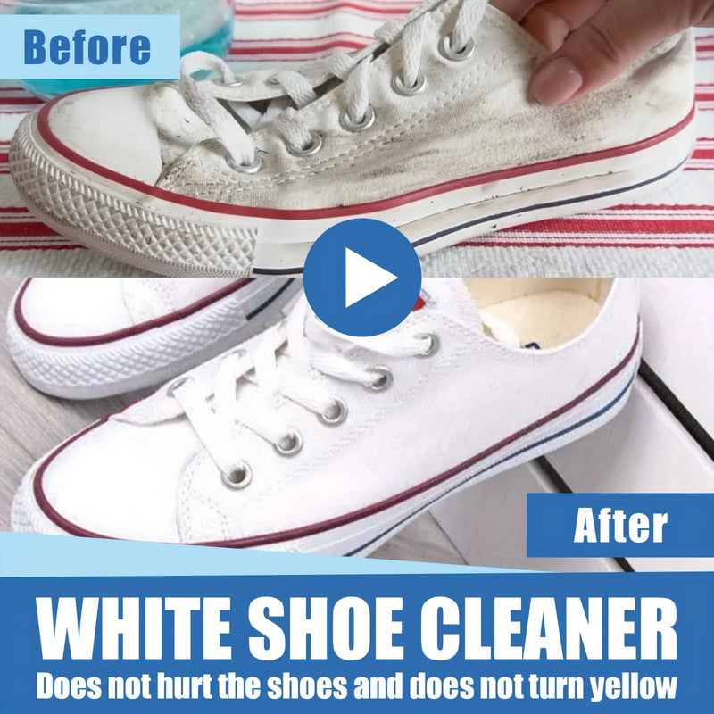 Easy No-Rinse Instant White Shoe Cleaner Cream - Safe for Sneakers, Canvas, Faux Leather Stain Remover & Whitening