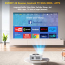 Projetor Inteligente XIWBSY 2025 30000 Lúmens 4K Auto Foco, Projetor LED com Wifi 6, Vídeo Home Theater, Bluetooth, Beamer Portátil, Projetor