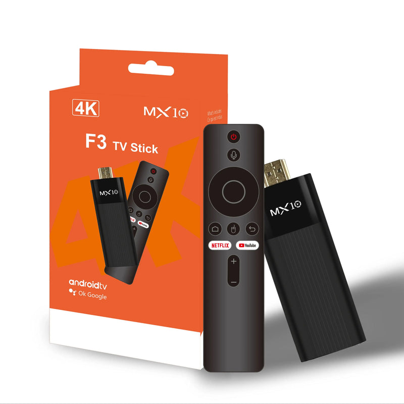 Ultra HD 4K Android TV Stick MX10-F3 Mini TV Stick Doméstico H313 Quad Core Suporte Wi-Fi Dual 2.4/5G 2GB RAM 16GB ROM