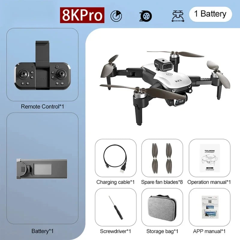 Xiaomi S2S Drone 8K 5G GPS Fotografia Aérea HD com Duas Câmeras, Evitação de Obstáculos Omnidirecional, Motores Brushless, Quadcopter – Brinquedo