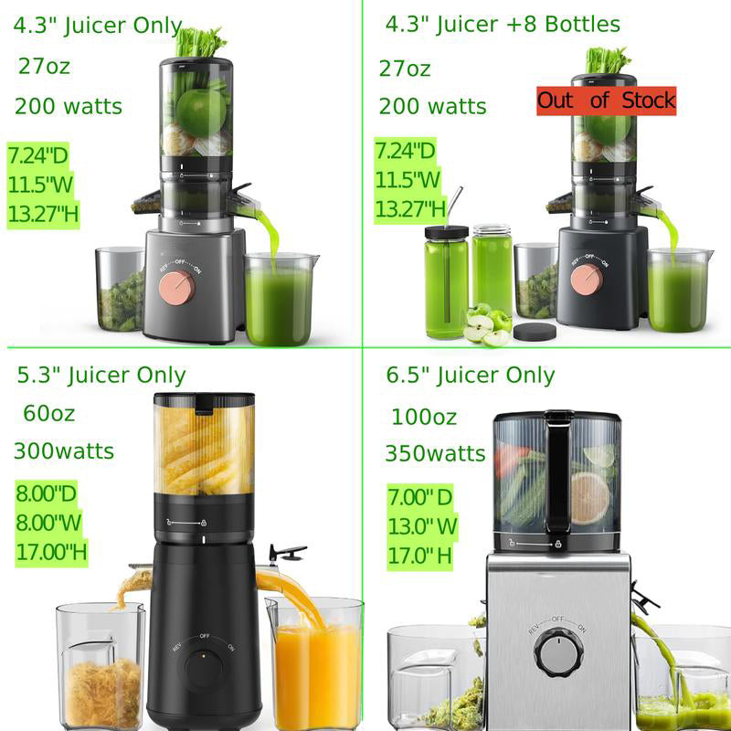 Cold Press Juicer – Large Feed Chute, Easy Clean, BPA Free