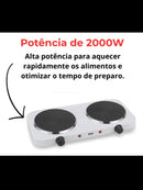 Fogão Cooktop Elétrico 2 Duas Bocas Portátil Mesa Viagens